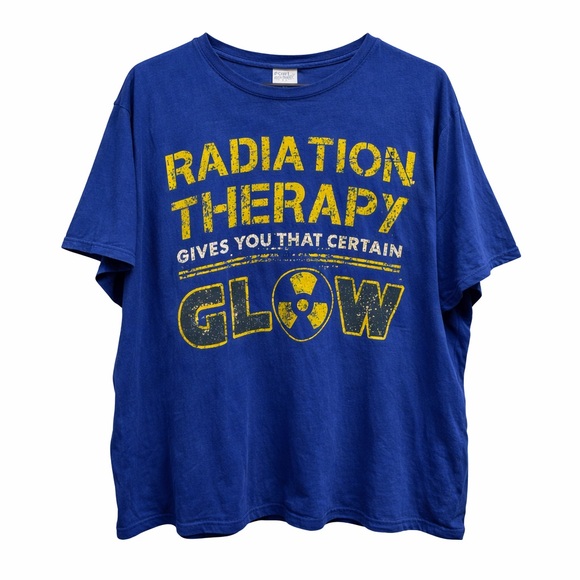 Radiation Therapy Glow Graphic Tee XL Blue Yellow l, Port & Company size 3XL - Picture 1 of 4